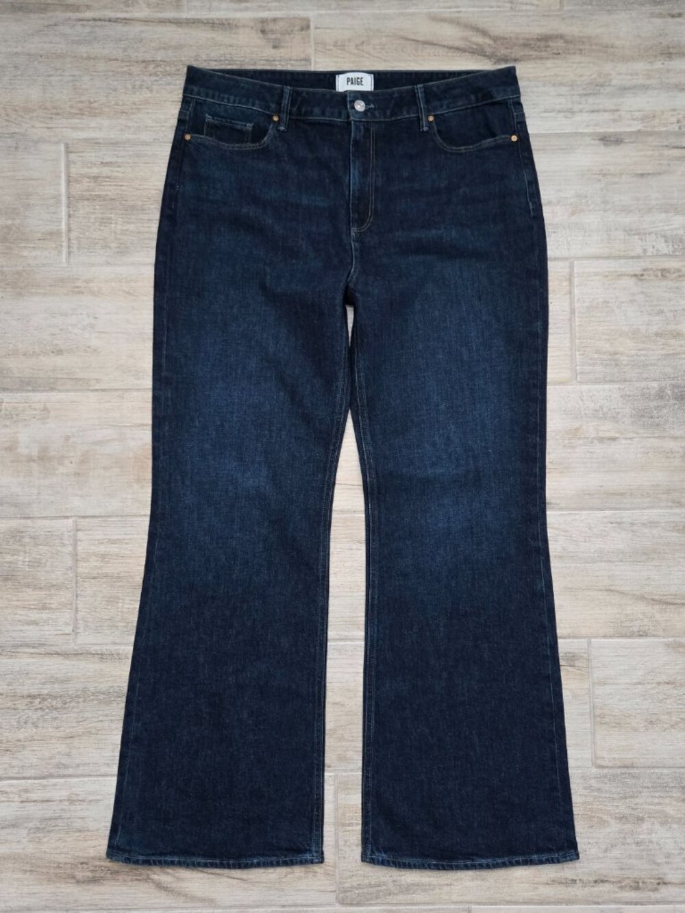 Paige Sofia Flare Jeans Womens Mid Rise Dark Wash Blue Visage 34